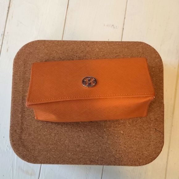 TORY Burch Sunglasses/ Eyeglasses Case Orange with Gold TB Logo - Picture 1 of 5